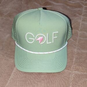 Green Golf Cap with Pink Logo